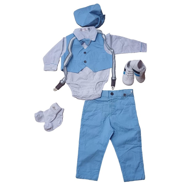 Set costume copii 8 piese, albastru, 62-68 cm