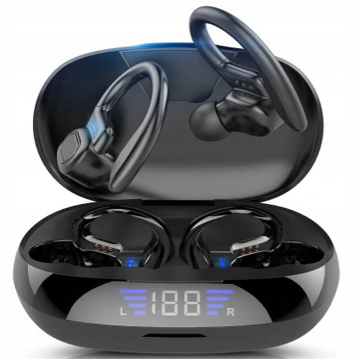 Casti Wireless, TWS, etui powerbank 2600mAh, control tactil