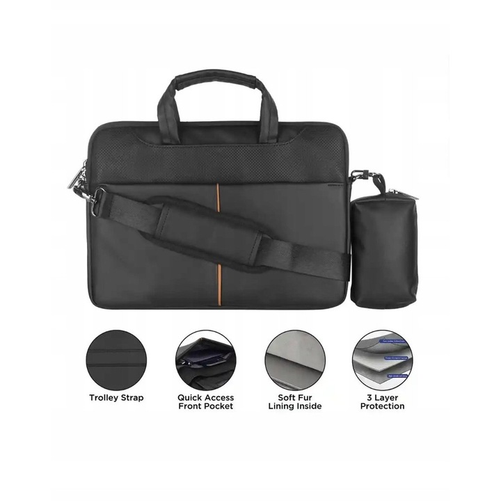Laptoptáska 15,6", fekete, belső béléssel és kiegészítő szettel