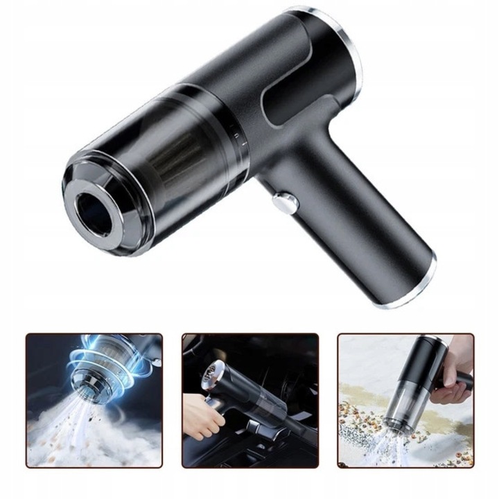 Aspirator auto fara fir 120W, functie 2 in 1, filtru HEPA, 17,5x16x6cm