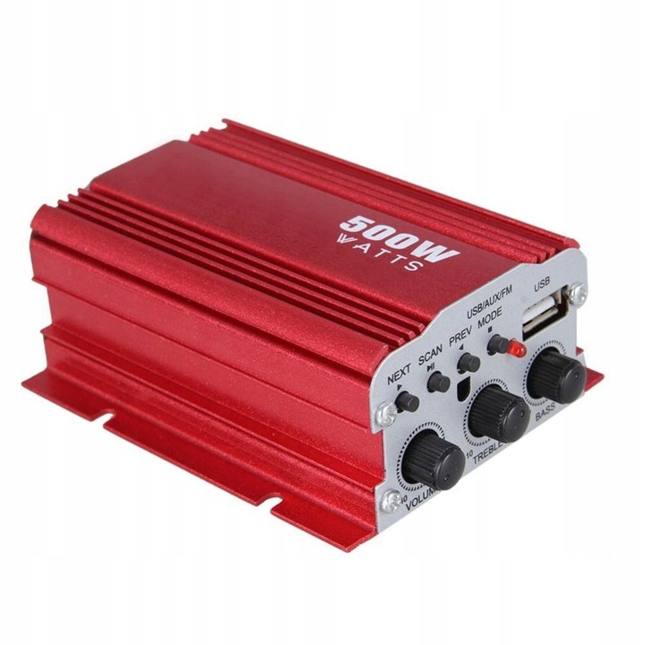 Kinter MA-700 500W Mini autóerősítő, 2 csatornás, USB, FM, fekete, 15.50x12.00x4.00cm