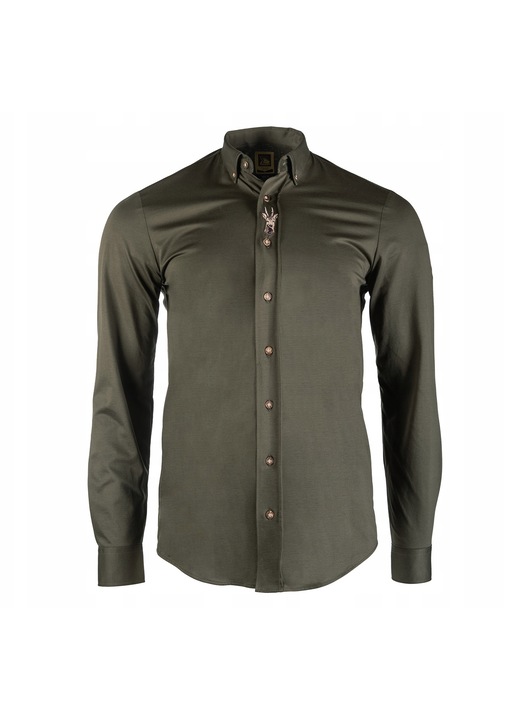 Мъжка риза Tagart Koziolek, slim fit, памук, тъмнозелен, вталена кройка