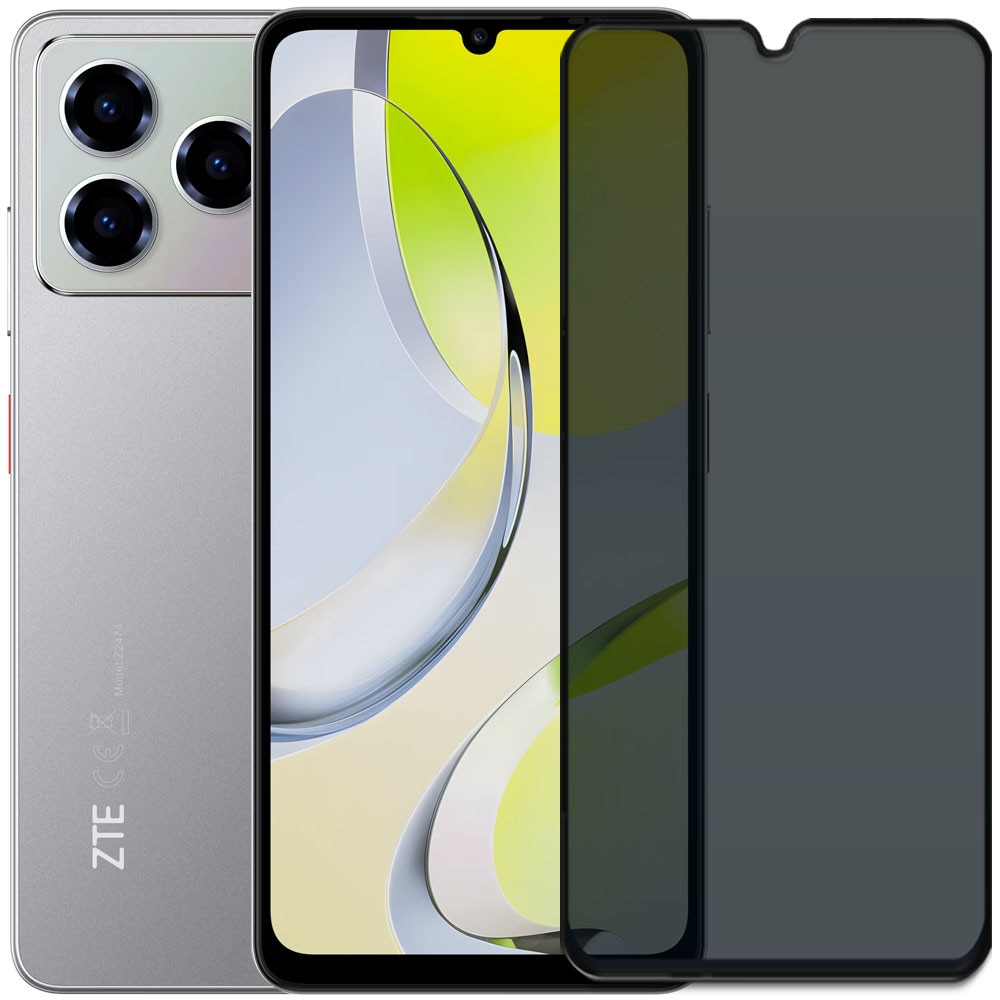 Folie din sticla securizata pentru ZTE Blade A76 (4G), HAMSTERBOX Privacy Shield, Protectie completa ecran, Full face, Aplicare rapida, Case Friendly, Negru
