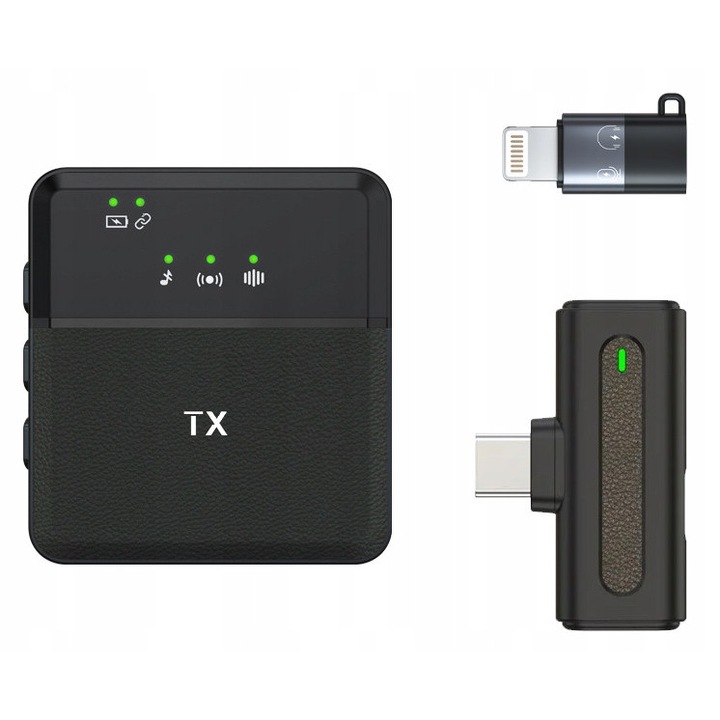 SX8 Lavalier mikrofon, vezeték nélküli, 200mAh, 12-15 óra működési idő, USB-C, fekete