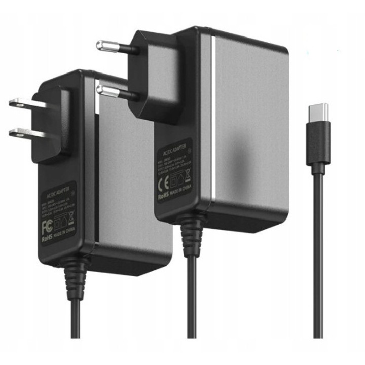 Incarcator AC/DC pentru Nintendo Switch OLED, USB-C, 1,5m, negru, set complet