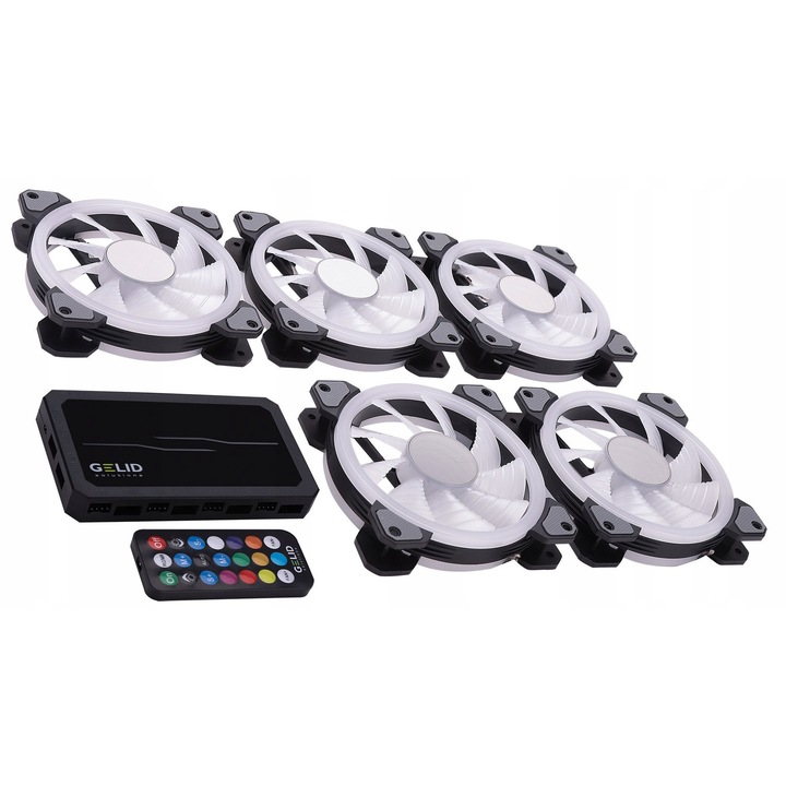 Ventilátor vezérlő Gelid AMBER 8 Pro, szett, 8 ventilátor, ARGB, 120x120x25mm