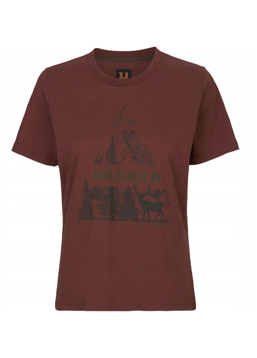 Tricou sport dama Harkila Nature, maron, material elastic, croiala regulara, set de 1 bucata, XL INTL