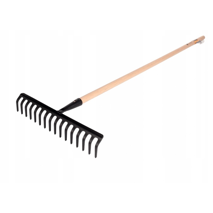 Greble metalice 16-zebne, Teger, trunchi din lemn, 1,3m, negru