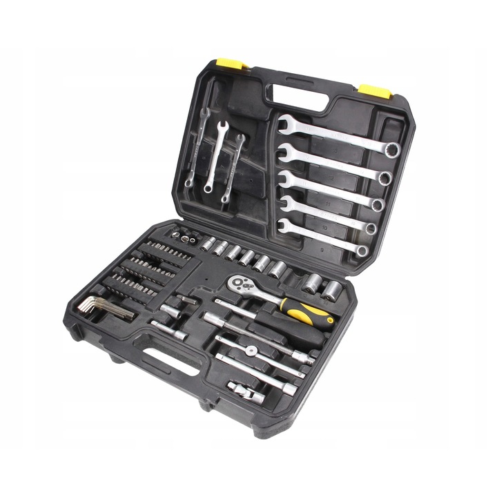 Set chei cu tubulare 1/4'' 70 elemente TOPEX, inclusiv accesorii, cutie plastic