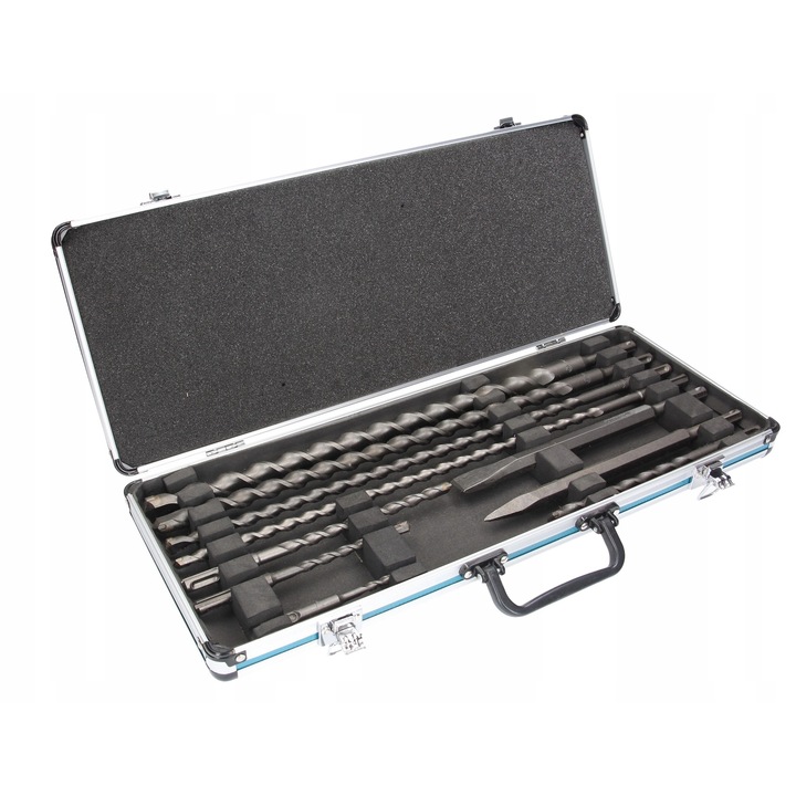 Set wiertel si dluturi SDS-Plus 10 piese, Makita, 6 wiertle, 4 dluturi, dimensiuni variate