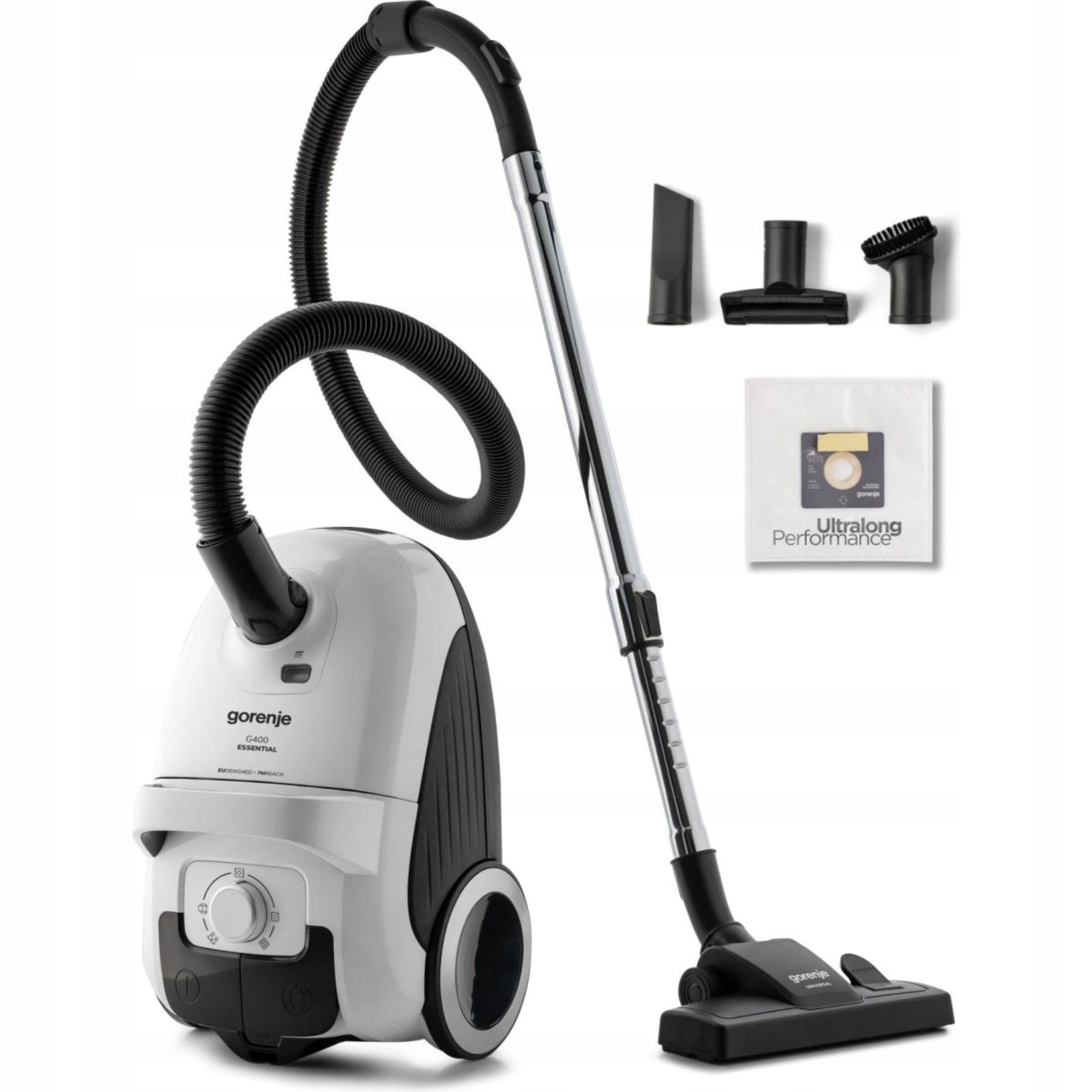Aspirator cu sac Gorenje VCE21G4EW 750W, 3L, alb, putere ajustabila