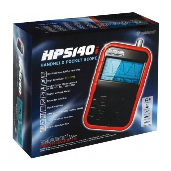 Osciloscop portabil, Velleman HPS140I, 40MS/s, 10MHz, 74x114x29mm