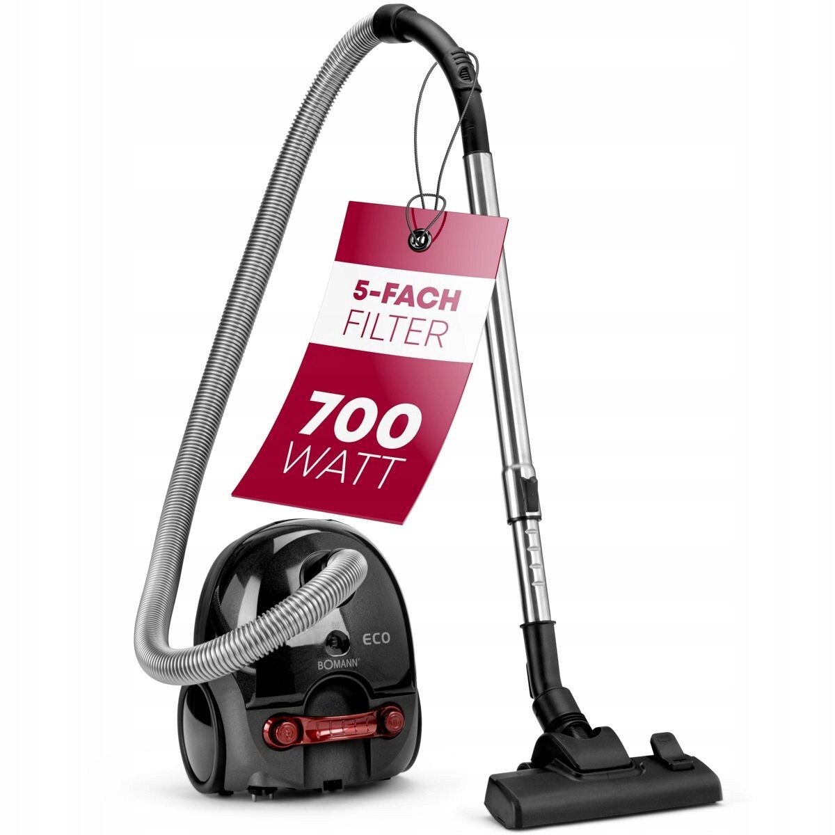 Aspirator cu sac Bomann BS9019CBN, 700W, antracit, 5 filtre, compact