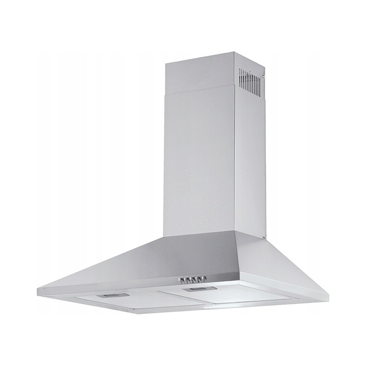 Hota de bucatarie MPM-OK-25, argintie, dimensiuni 60x25cm, cu filtre de carbon, design modern