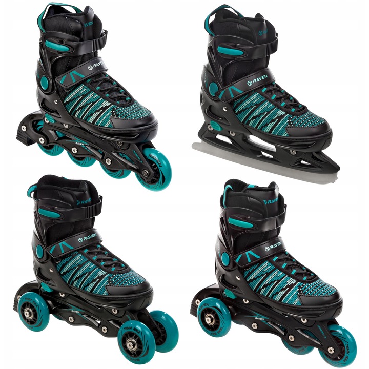 Role 4 in 1 Raven Vella 40-43, roti 76mm, culoare multicolor, dimensiune reglabila 25cm - 27,5cm