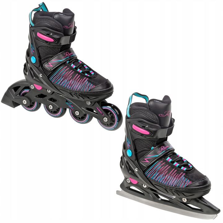 Rolki 2w1 RAVEN Allure, rozmiar 35-39, roti 70mm, culoare roz, dimensiune ajustabila 23x25cm