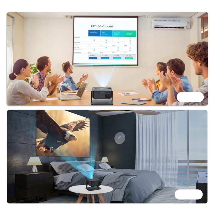 Videoproiector Heelly, Android, 1280x720p, 6000LM, Bluetooth, set complet