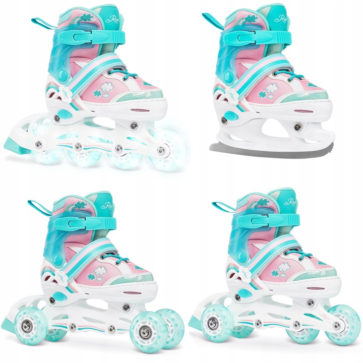 Rolki 4w1 RAVEN Zoya, rozmiar 34-37, colturi LED, dimensiune ajustabila 21,5cm - 24cm