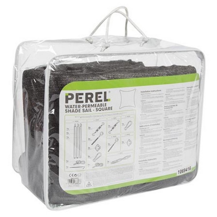 Сенник Perel, 3.6x3.6м, графит, материал PE 180 g/m, 90% UV защита