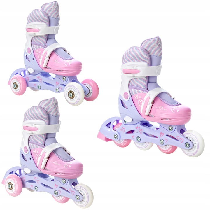 Rolki Wrotki 3w1 Loret 27-30 Lila/Pink, Kolka LED, Tarie 82A