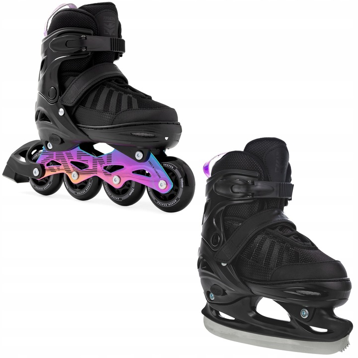 Rolki 2w1 RAVEN Oxen, 34-37, 21cm-23,5cm, 72mm, negru/neo chrome