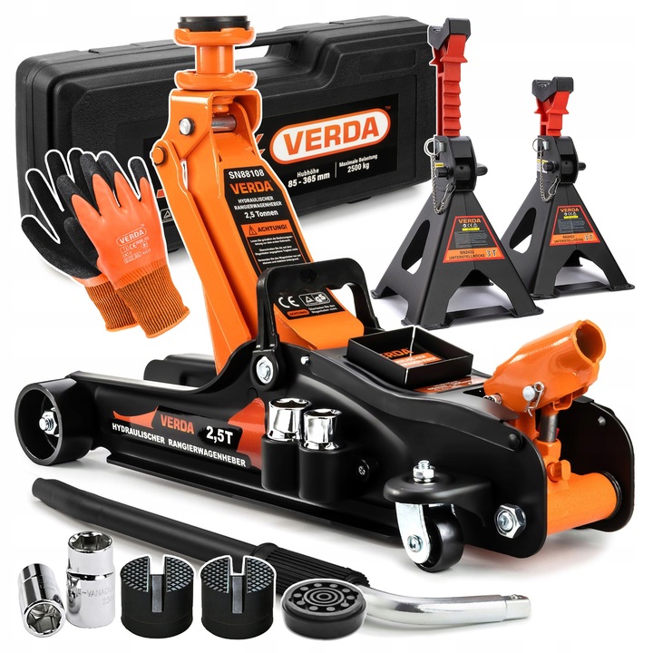 Elevator auto hidraulic 2,5T Verda in valiza + set suporturi 3T