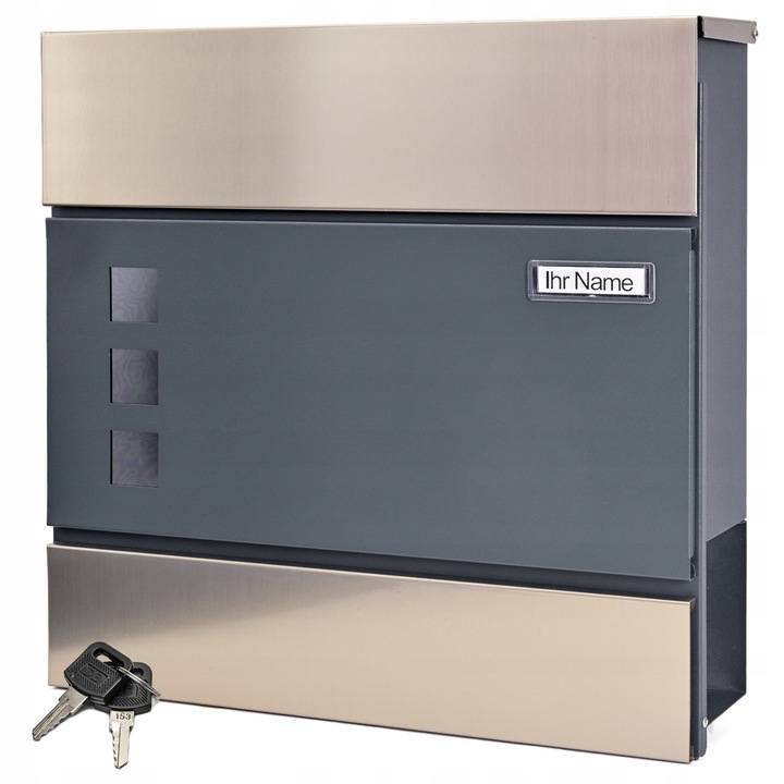 Cutie postala Verda SN3677-1, antracit, 37x37x10,5cm, cu suport pentru gazete