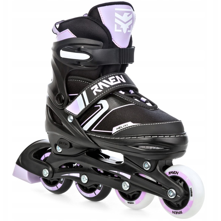Role Regulabile RAVEN Helixi 30-33, doua roti LED, 18cm-20cm, negru/violet