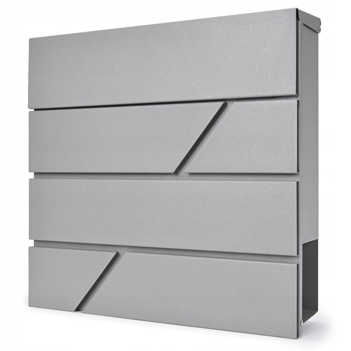 Cutie postala Verda SN3642-4, cu suport pentru ziare, aluminiu argintiu, 37x37x10,5cm