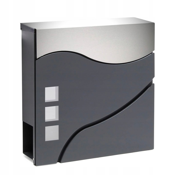 Cutie postala Verda SN3686-1, antracit, 37x37x10,5cm, cu suport pentru gazete, din otel galvanizat si inoxidabil