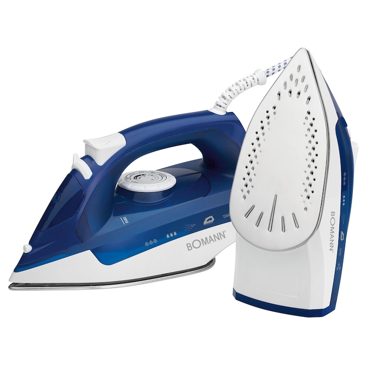 Fier de calcat cu abur Bomann DB 660041, 2200W, functie de auto-curatare, albastru/ alb, 11x14x28.5cm