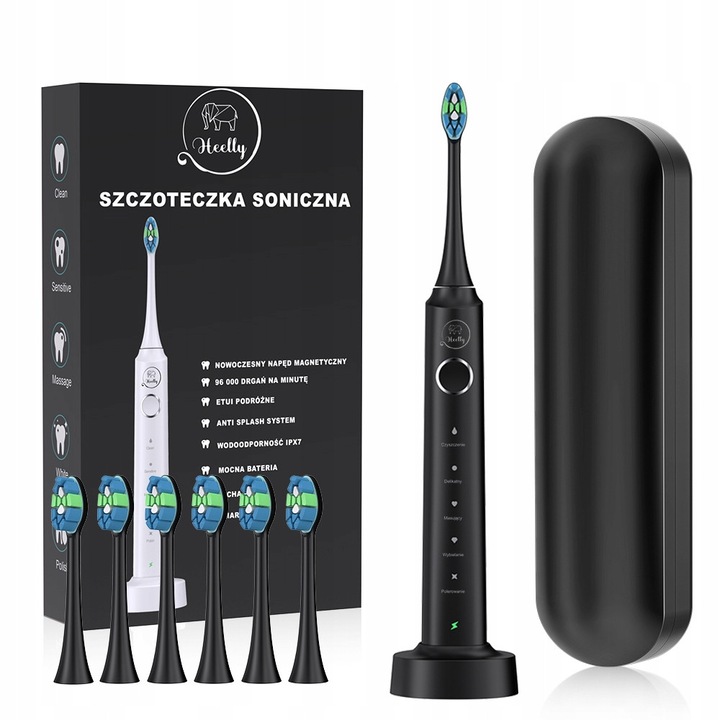 Periuta de dinti electrica Heelly, model 2025, 6 capete, incarcare inductiva, waterproof, design elegant