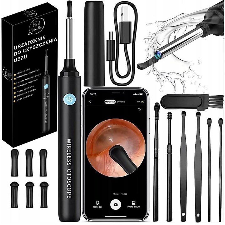 Otoscop Smart Heelly, camera HD, conectare Wi-Fi, iluminare LED, 3,9 mm