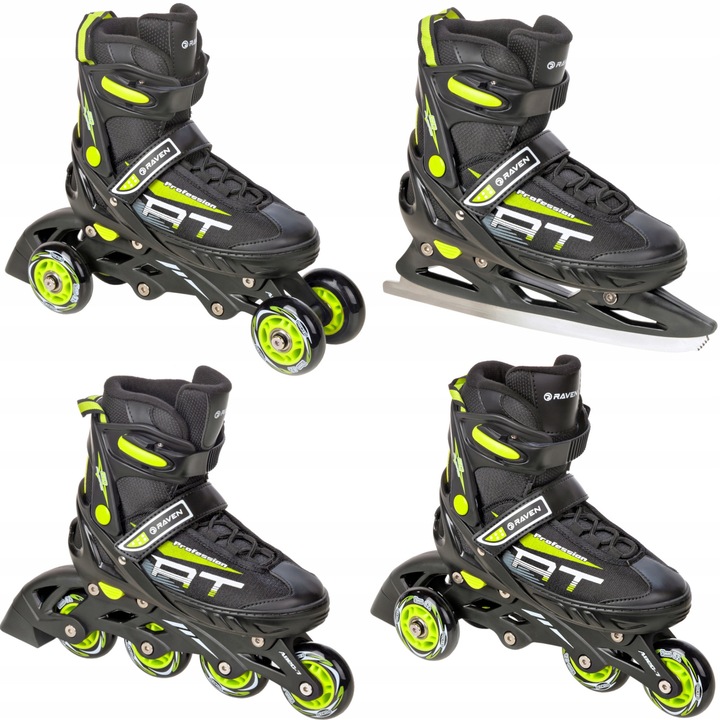 Rolki 4w1 Raven Profession Black/Lime, 38-42, roti 72mm, ABEC-7