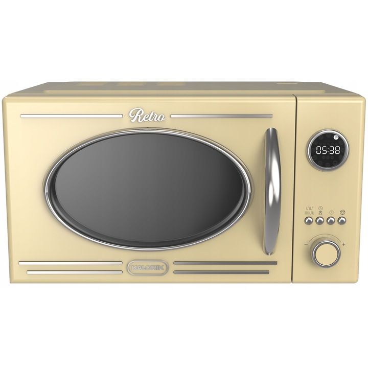 Микровълнова фурна Kalorik TKG MW 2600 DGC, 20L, 800W, грил, ретро, кремава
