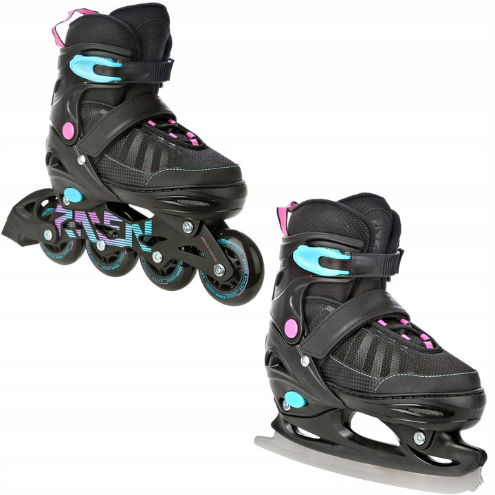 Rolki 2w1 RAVEN Oxen Mint/Roz 34-37, dimensiune reglabila 21cm-23,5cm, roti PU 72mm