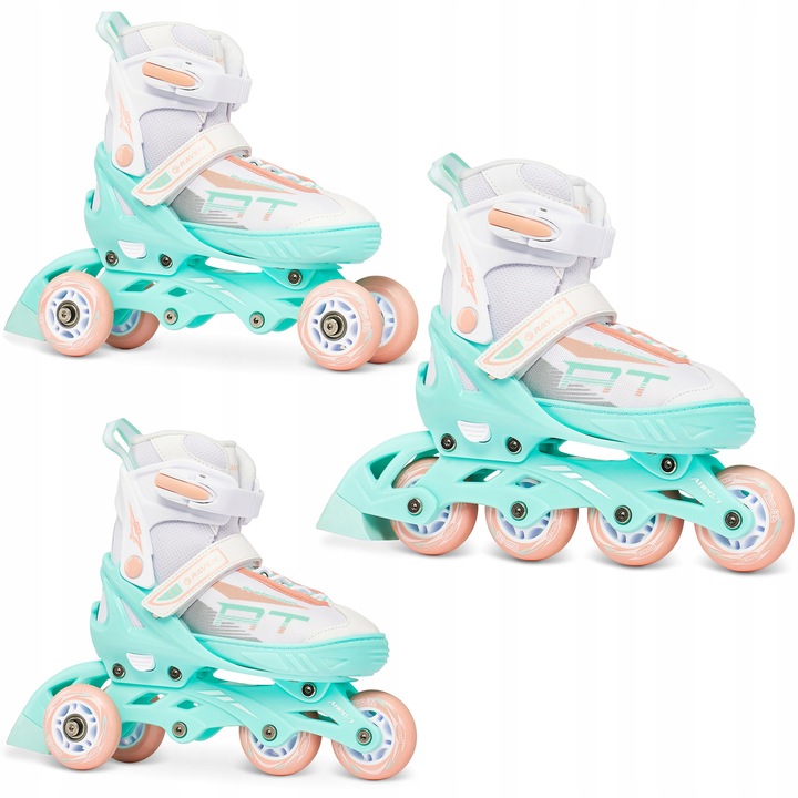 Rolki 3w1 RAVEN Profession Alb/Menta/Portocalie 31-35