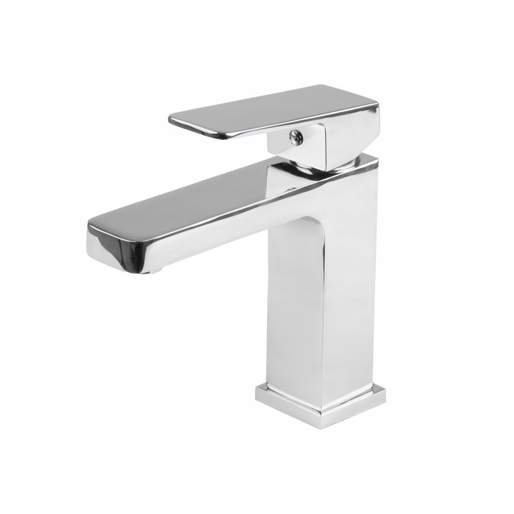 Baterie umywalkowa mecanica Yoka Home, cromata, wylewka lunga, 35mm, set cu 2 furtunuri 50cm