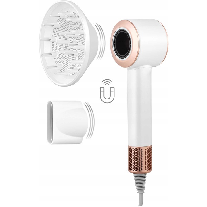 Sencor SHD 8900RS hajszárító, BLDC motor 110000 ford./perc, ionizációs funkció, fehér, szett diffúzorral és koncentrátorral