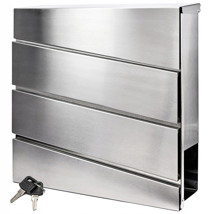 Cutie postala, Verda, model SN3643, inox, cu suport pentru ziare, 37x37x10,5cm