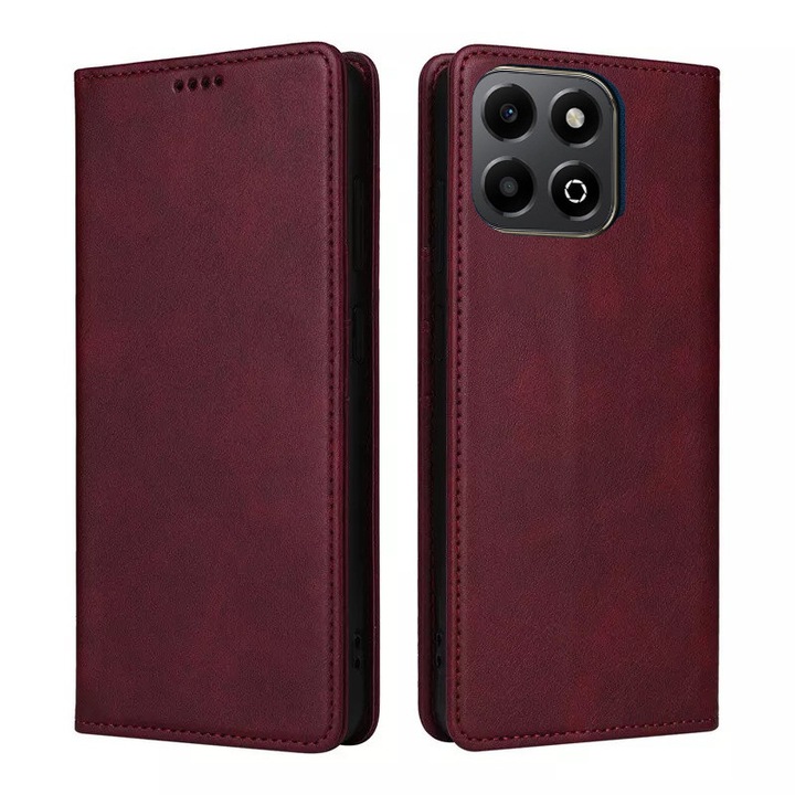 Husa pentru Honor 200 Smart Daden® Flip Leather Deluxe, Antisoc, Inchidere magnetica, Buzunar card, Calitate Premium, Visiniu