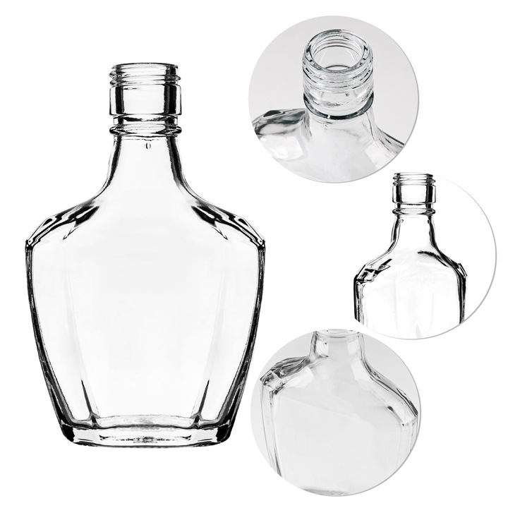 Sticla de 200 ml Cu Capace Din Sticla, Fund Larg Si Stabil, Posibilitate De Inchidere Etansa, 11.5 x 10 cm