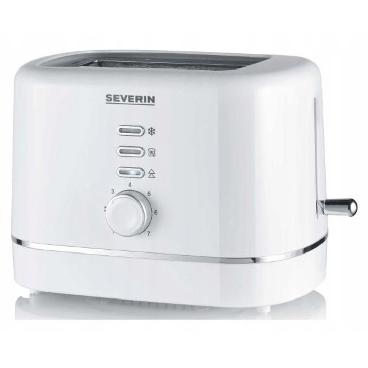 Тостер Severin AT 4324, 850W, 2 филии, бял, със скара за хлебчета