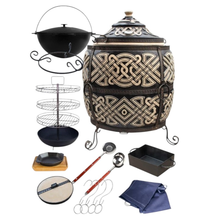 Set gratar "Boieresc" 230L, cuptor ceramic, 25 persoane accesorii incluse