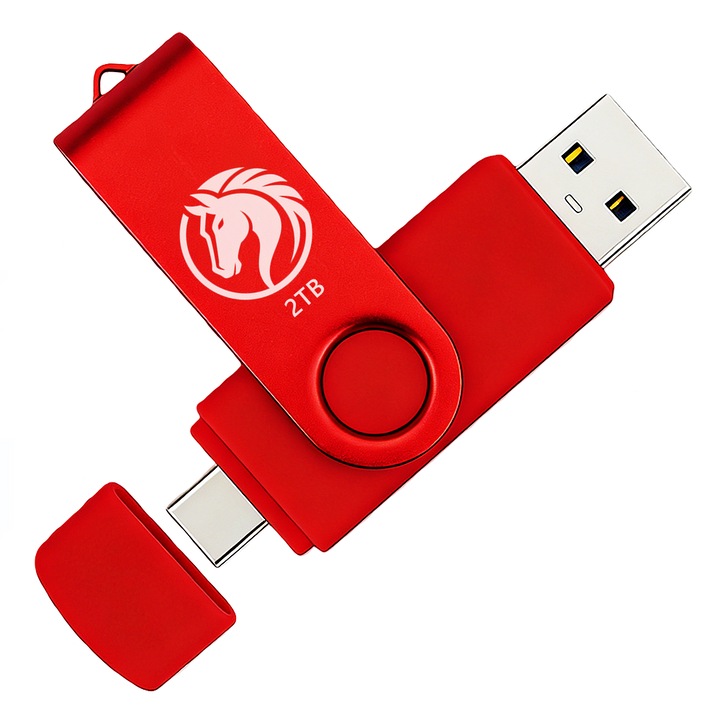 Stick USB 3.0, 2TB, rosu, metalic, rezistent, viteza de citire 80MB/s