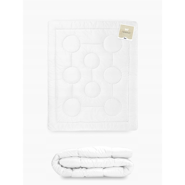 Pilota din lana Merino, AMZ, 155x200 cm, 100% bumbac, alb