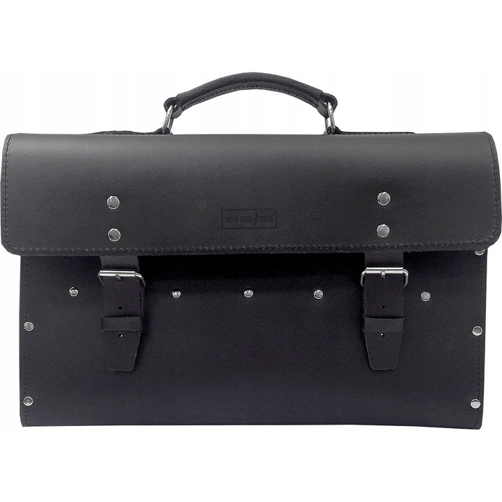 Férfi bőr táska, Reis, TN-DB B modell, 40x16x24cm, fekete színű, levehető bőr szíjjal.
