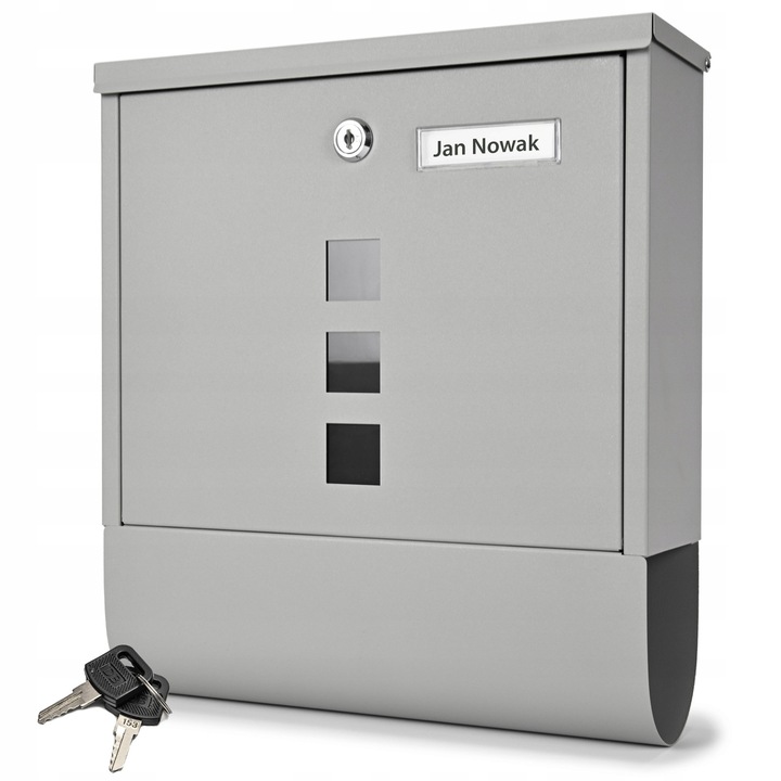 Cutie postala Verda cu suport pentru ziare, 32x30x9cm, argintiu aluminiu