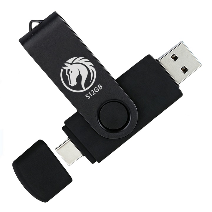 Stick USB 3.0, 512GB, negru, viteza de citire 80MB/s, rezistent