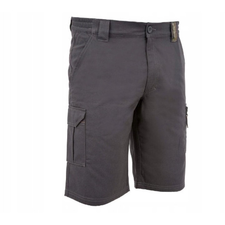 Pantaloni scurti de vanatoare Solognac, gri, bumbac, rezistenti la rupere, cu protectie solara UPF 40+